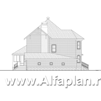 «Амбиент» - проект двухэтажного дома с двумя эркерами в стиле замка, с террасой и с гаражом - превью фасада дома