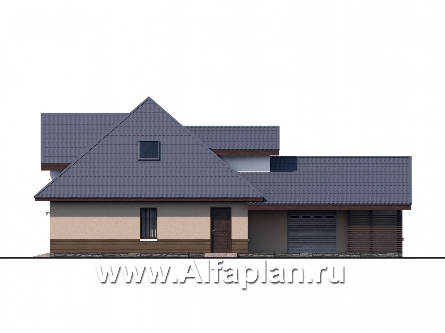 Проекты домов Альфаплан - Гараж со студией и хозблоком - изображение фасада №2