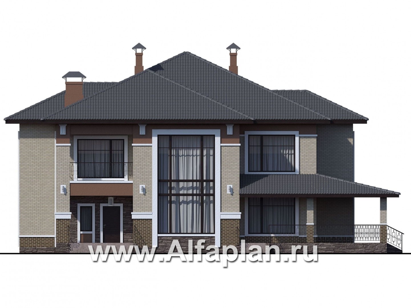 Проекты домов Альфаплан - «Тибр» — респектабельный двухэтажный особняк - изображение фасада №1