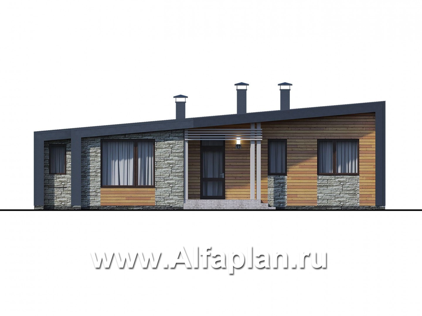 Проекты домов Альфаплан - «Дельта» - современный коттедж с фальцевыми фасадами - изображение фасада №1