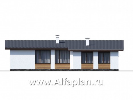 Проекты домов Альфаплан - «Эпсилон» - одноэтажный дом с сауной и джакузи на террасе - превью фасада №4