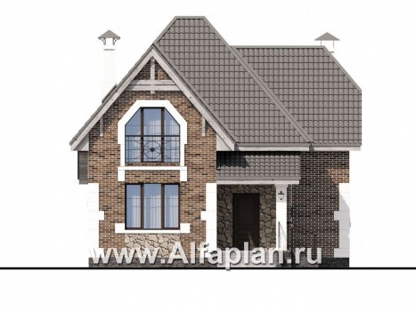 «Причал» - проект двухэтажного дома с мансардой, из кирпичей, с террасой, с  удобным планом - превью фасада дома