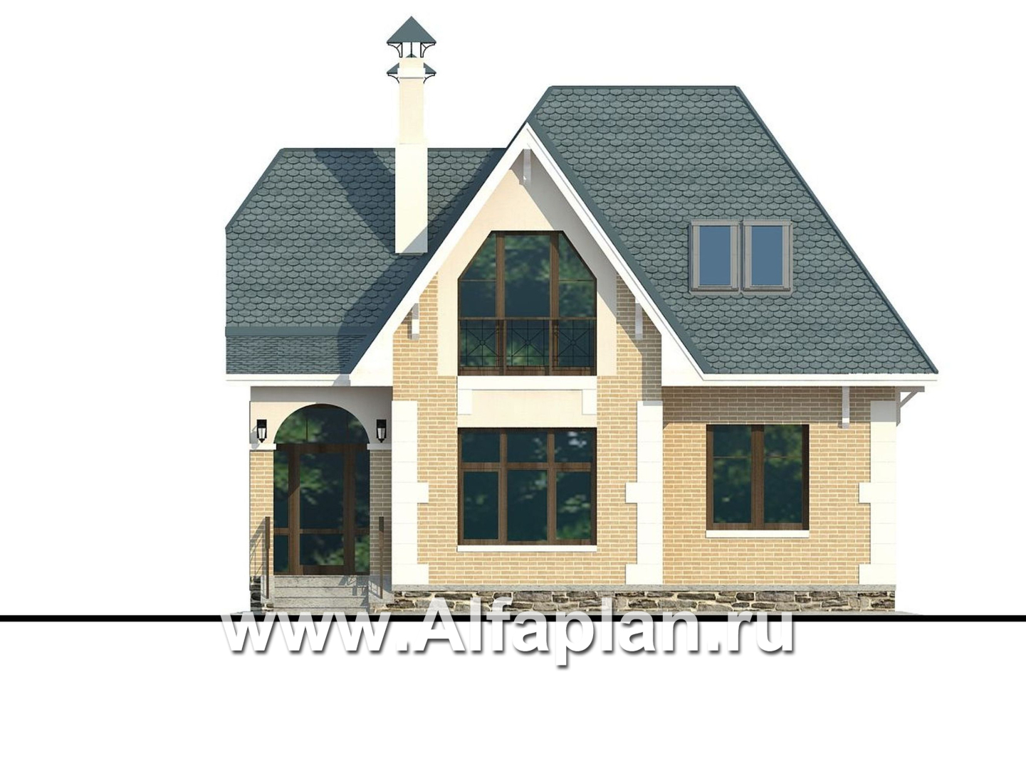 Проекты домов Альфаплан - «Летний вечер» - небольшой дом для жизни загородом - изображение фасада №1