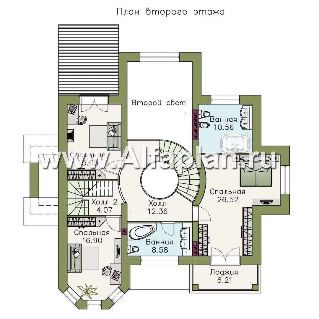 Проекты домов Альфаплан - «Воронцов»- респектабельный коттедж с комфортной планировкой - изображение плана проекта №2