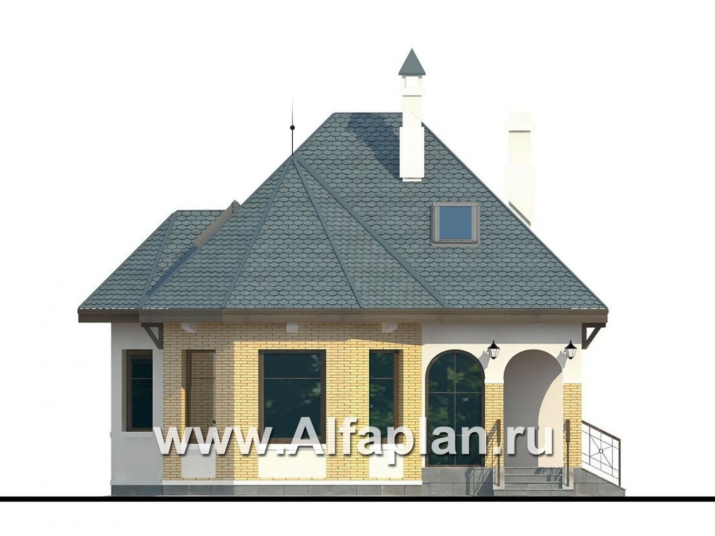 Проекты домов Альфаплан - Дом для отдыха со студией в мансарде - изображение фасада №1