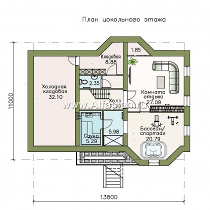 Проекты домов Альфаплан - «Регенсбург Плюс»- вариант коттеджа 22А с цокольным этажом - превью плана проекта №1