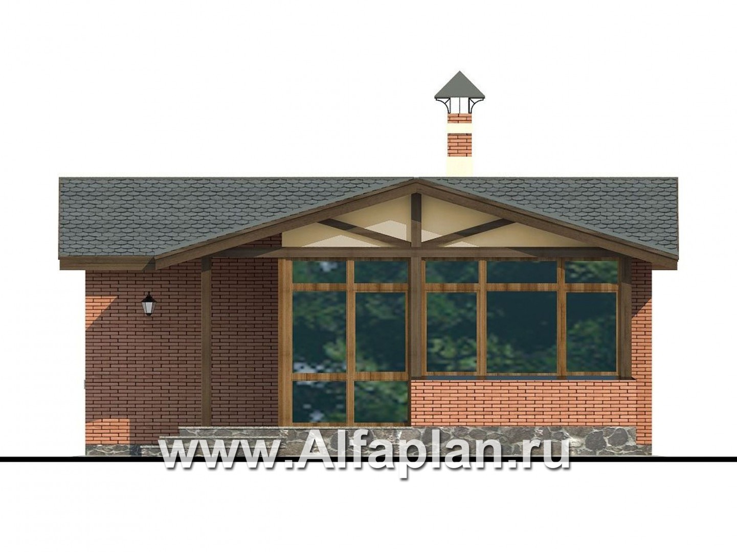 Проекты домов Альфаплан - Баня с уютной верандой - изображение фасада №1