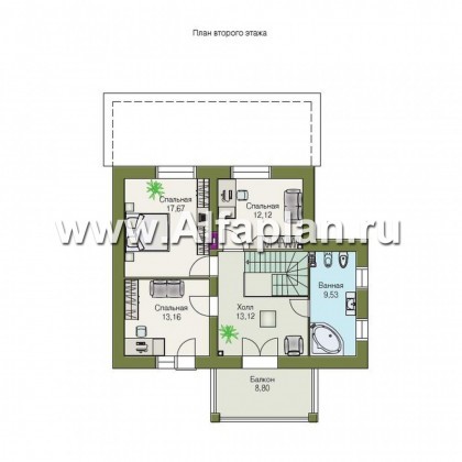 Проекты домов Альфаплан - «Дачный комфорт» - коттедж для отдыха и проживания - превью плана проекта №2