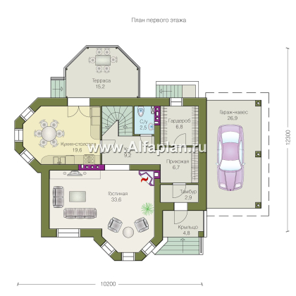 «Классика плюс» - проект двухэтажного дома с эркером, с сауной и спортзалом в цокольном этаже - превью план дома