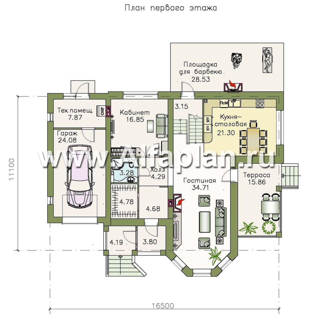 Проекты домов Альфаплан - «Модус Вивенди»- двухэтажный  дом с гаражом - план проекта №1