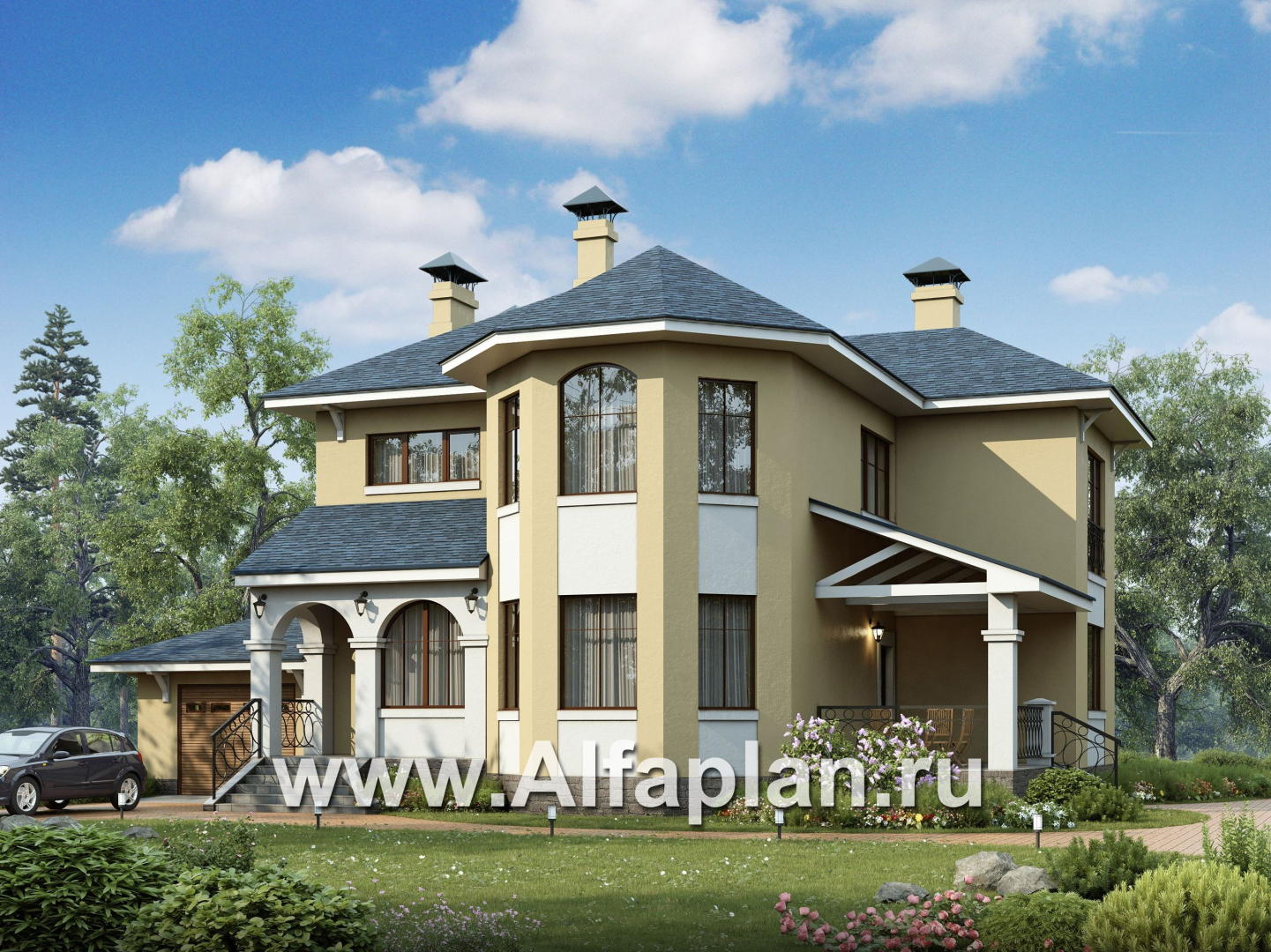 Проекты домов Альфаплан - «Модус Вивенди»- двухэтажный  дом с гаражом - основное изображение