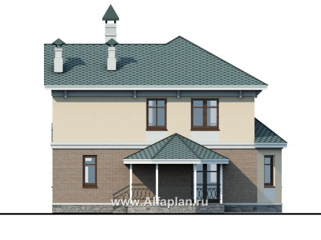 «Классика»- проект двухэтажного дома с экрером, в русском стиле - превью фасада дома