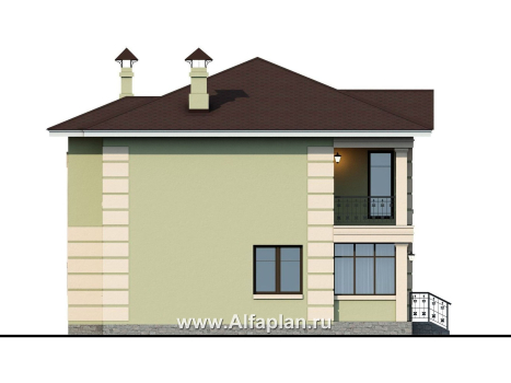 Проекты домов Альфаплан - «Знаменка» — удобный и компактный коттедж - превью фасада №3