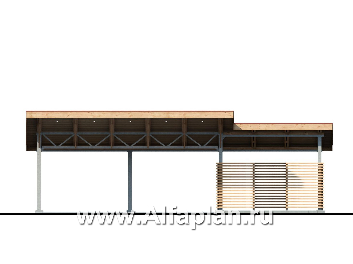 Проекты домов Альфаплан - Гараж-навес на два автомобиля - изображение фасада №1