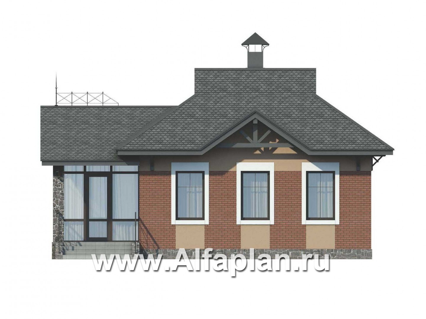 Проекты домов Альфаплан - Дом для отдыха с сауной и верандой - изображение фасада №1
