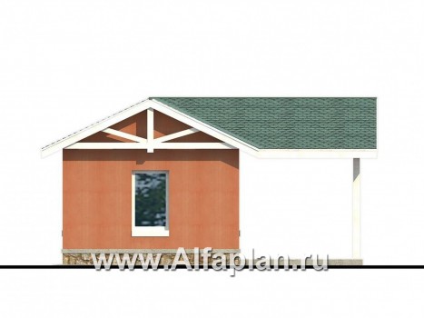 Проекты домов Альфаплан - Закрытый гараж и навес для авто - превью фасада №4