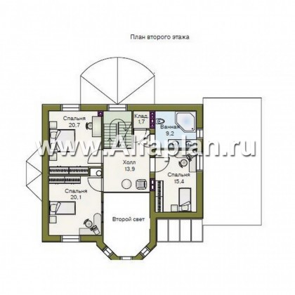 «Фаворит» - современный проект двухэтажного дома с эркером и вторым светом в гостиной - превью план дома