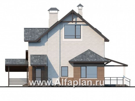 Проекты домов Альфаплан - «Прагматика» - современный коттедж с навесом для машины и бильярдной - превью фасада №2