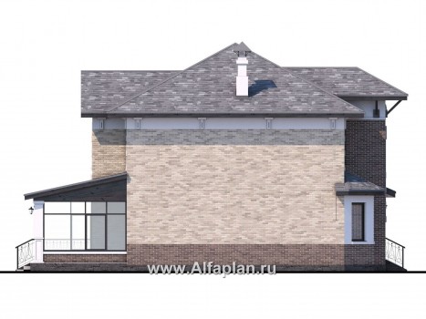 Проекты домов Альфаплан - «Амадей» - изысканный коттедж с  комфортной планировкой - превью фасада №3