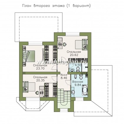 Проекты домов Альфаплан - «Амадей» - изысканный коттедж с  комфортной планировкой - превью плана проекта №2