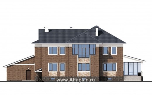 Проекты домов Альфаплан - «Пятьсот квадратов» — комфортабельный загородный особняк бизнес-класса - превью фасада №4