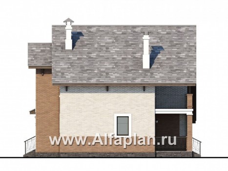 Проекты домов Альфаплан - «Виконт» - коттедж с гаражом и простой двускатной кровлей - превью фасада №2