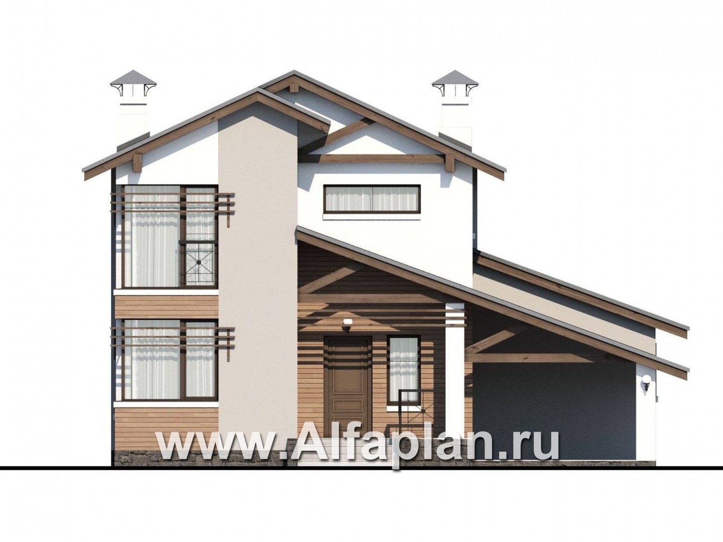 Проекты домов Альфаплан - «Солнечный» - современный, компактный и комфортный дом - изображение фасада №1