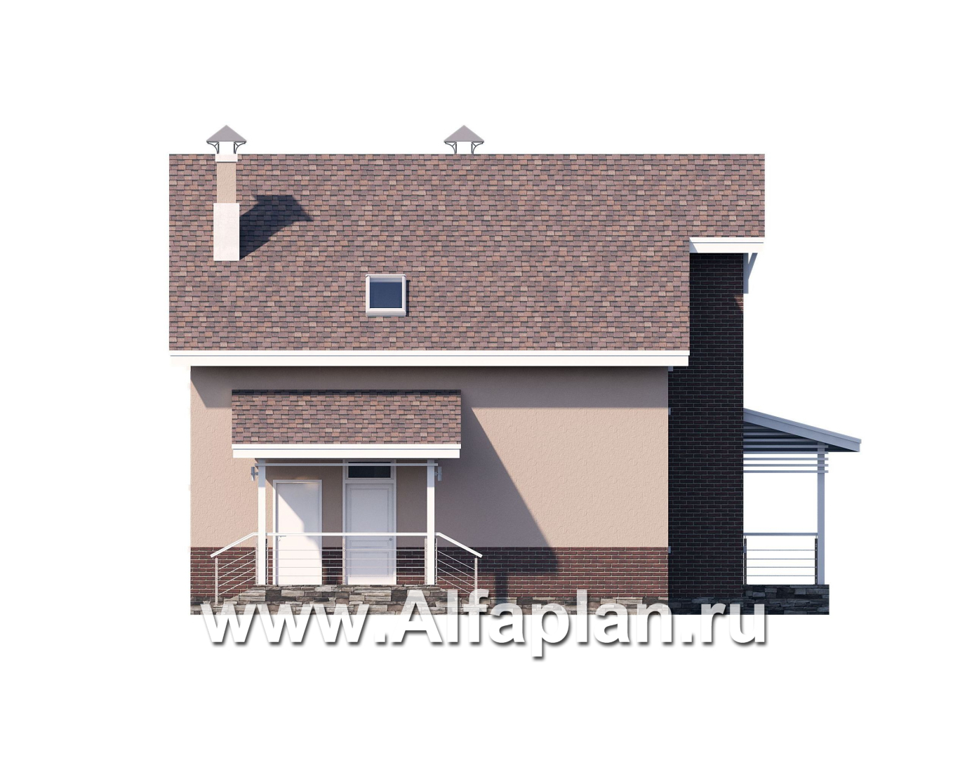Проекты домов Альфаплан - «Регата» - комфортный дом с двускатной крышей - изображение фасада №3