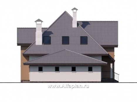 «Гемма»  - проект дома с мансардой, из газобетона, с сауной и с террасой, с гаражом, современный стиль - превью фасада дома