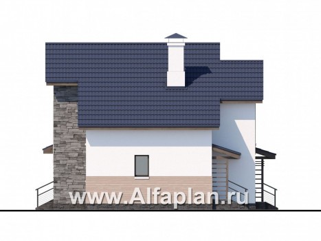 Проекты домов Альфаплан - «Территория комфорта» - современный дом - шале с гаражом - превью фасада №4