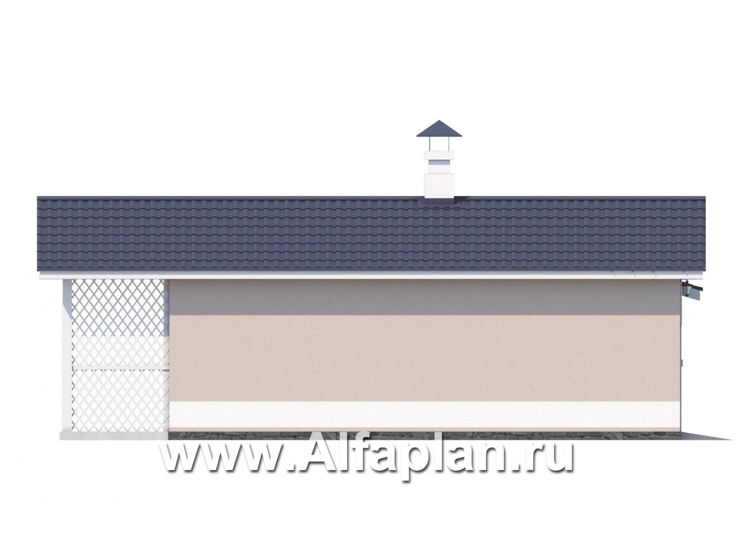 Проекты домов Альфаплан - Блок SPA с навесом для машины для небольшой усадьбы - изображение фасада №3