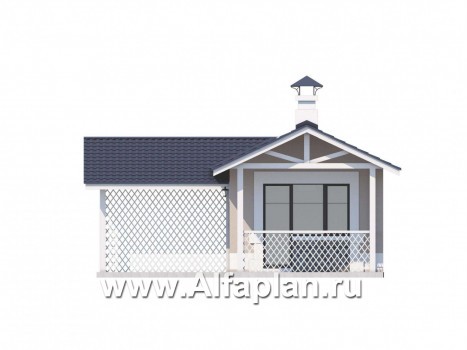 Проекты домов Альфаплан - Блок SPA с навесом для машины для небольшой усадьбы - превью фасада №4