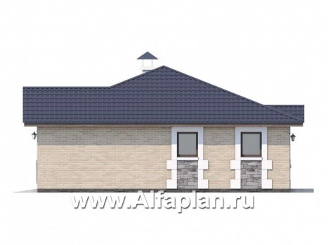 Проекты домов Альфаплан - Удобный хоз. блок с гаражом и баней - превью фасада №2