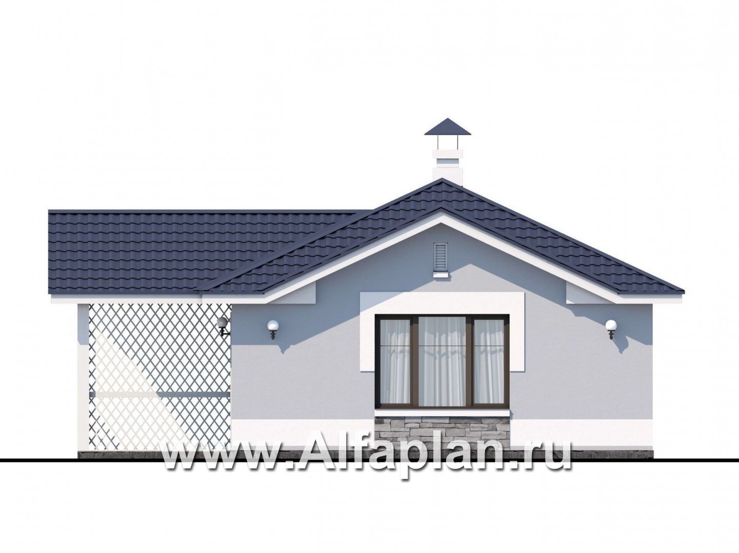 Проекты домов Альфаплан - Комфортабельная баня с верандой - изображение фасада №1