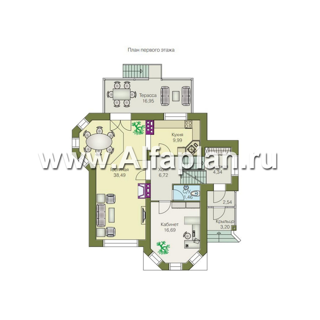 Проекты домов Альфаплан - «Лаура»- трехэтажный загородный дом с террасой - изображение плана проекта №2