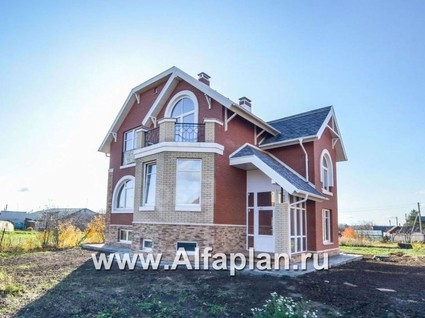 Проекты домов Альфаплан - «Лаура»- трехэтажный загородный дом с террасой - дополнительное изображение №2
