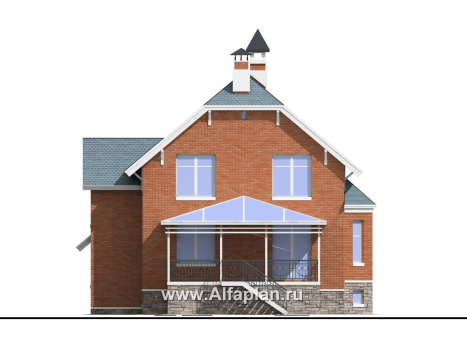 Проекты домов Альфаплан - «Лаура»- трехэтажный загородный дом с террасой - превью фасада №4