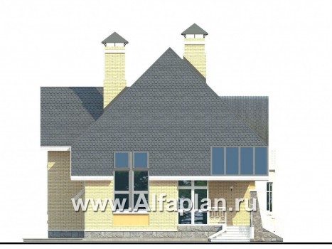 «Свой остров» - проект дома с мансардой, планировка с полукруглым эркером - превью фасада дома