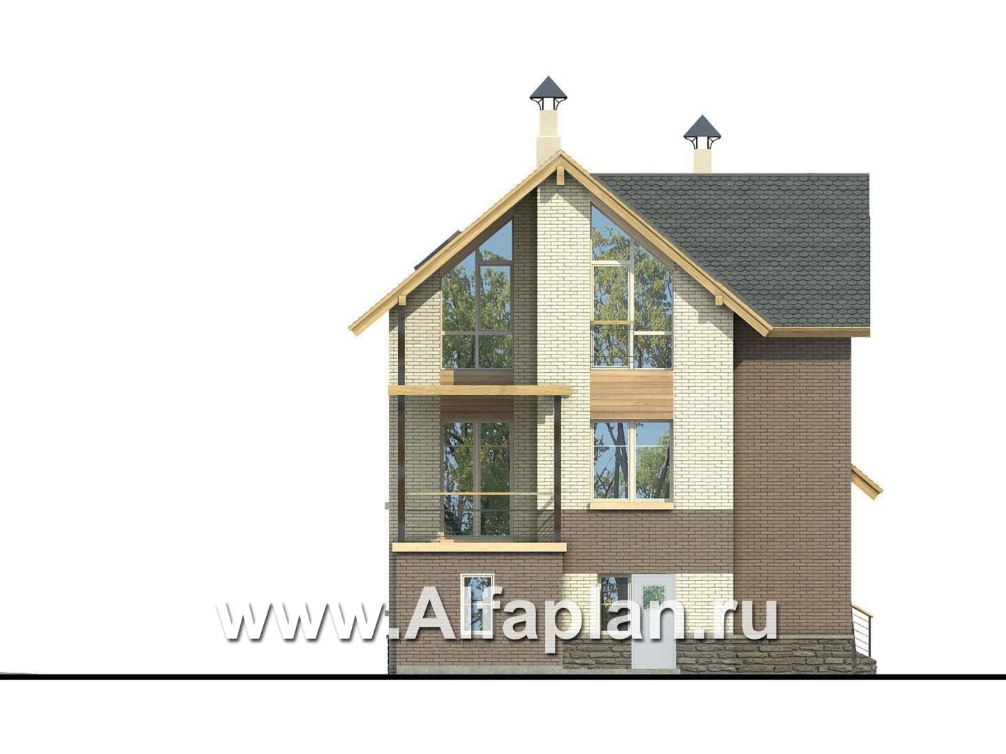 Проекты домов Альфаплан - «Эврика!» - удобный дом из блоков или кирпичей для маленького участка - изображение фасада №3