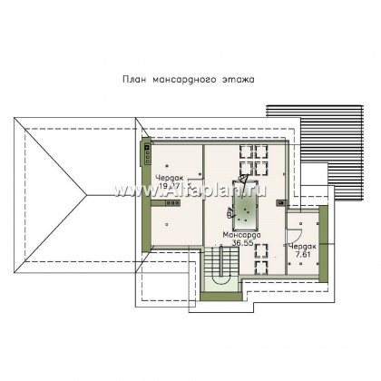 Проекты домов Альфаплан - «Дипломат Плюс» - дом с бильярдной и гаражом на два автомобиля - превью плана проекта №3