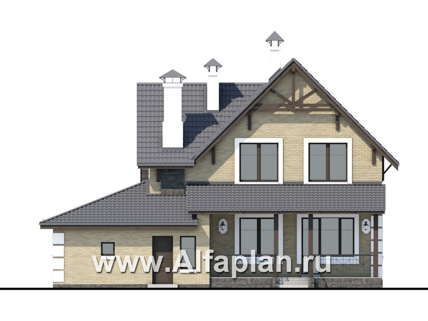 Проекты домов Альфаплан - «Приоритет» - коттедж с компактным планом и комфортной планировкой - изображение фасада №4