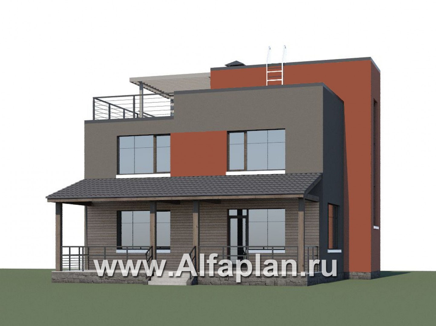 Проекты домов Альфаплан - «Пристань» - проект дома с плоской эксплуатируемой кровлей - дополнительное изображение №1
