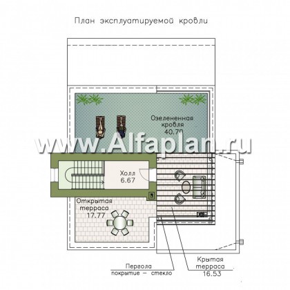 Проекты домов Альфаплан - «Пристань» - проект дома с плоской эксплуатируемой кровлей - превью плана проекта №3