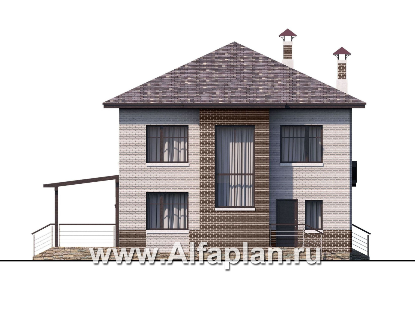 Проекты домов Альфаплан - Стильный двухэтажный коттедж со вторым светом - изображение фасада №4