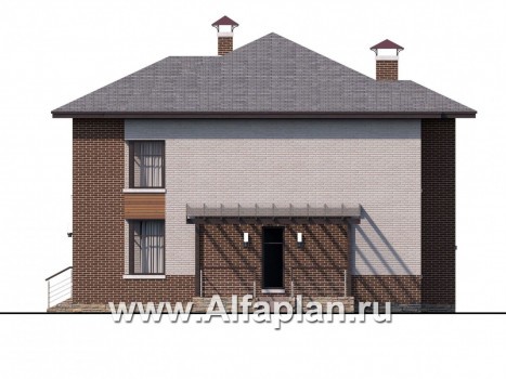 «Печора» - проект двухэтажного дома, в современном стиле, с сауной и с террасой, с гаражом - превью фасада дома