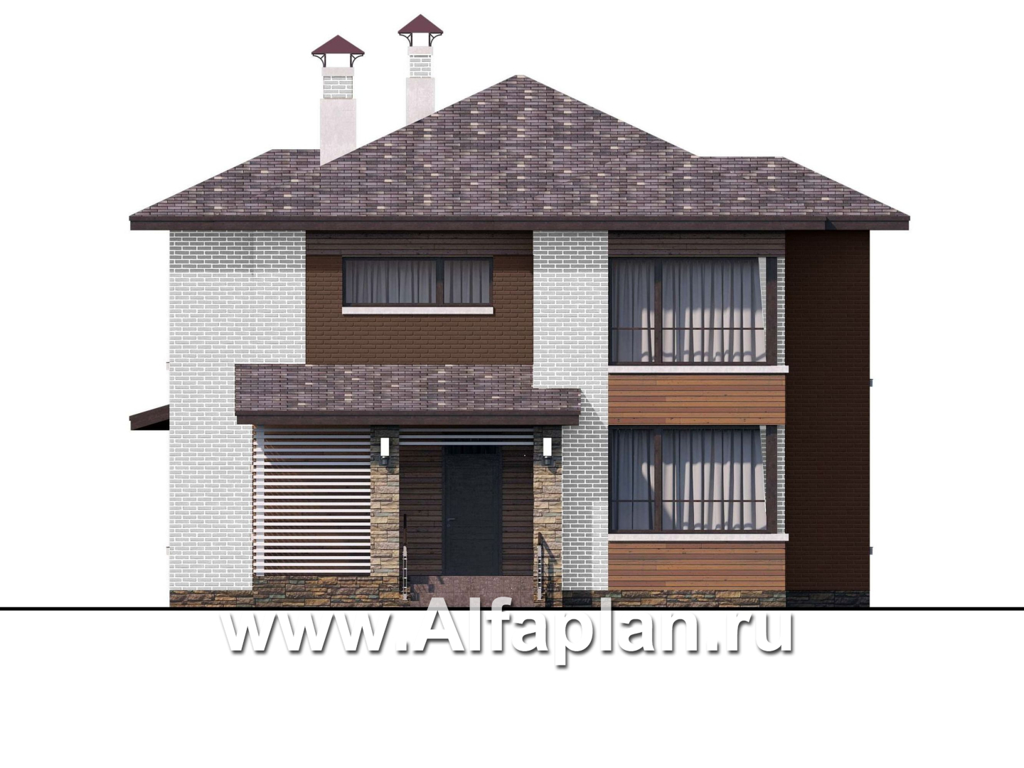 Проекты домов Альфаплан - «Эридан» - современный стильный дом с двусветной гостиной - изображение фасада №1
