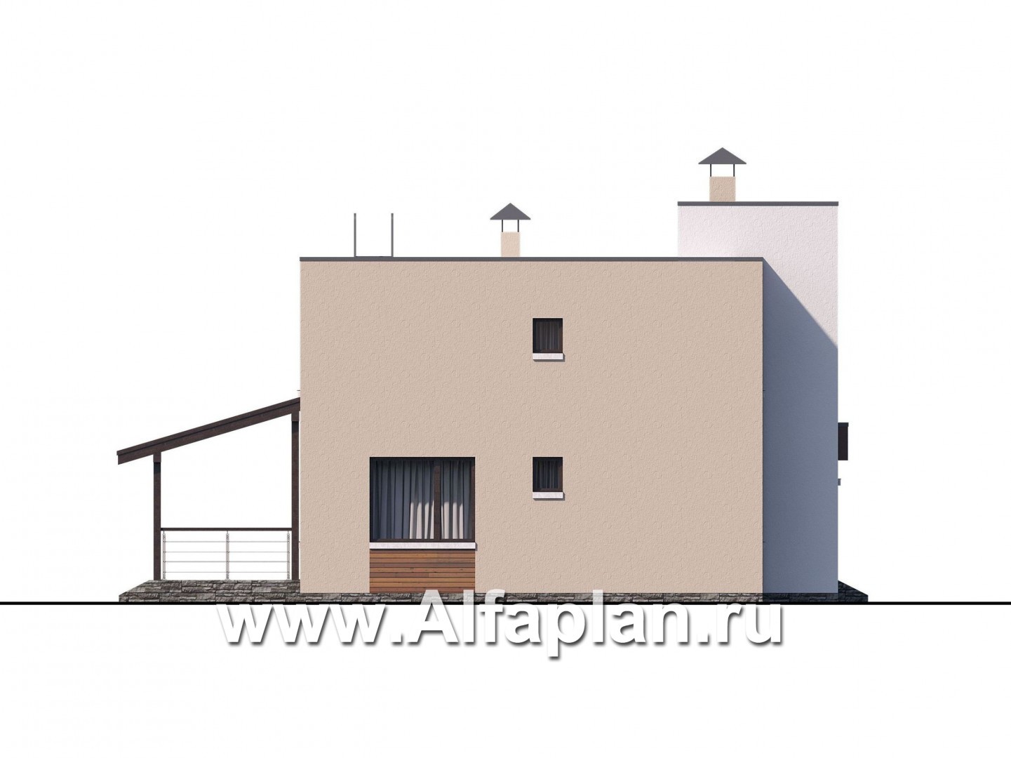 Проекты домов Альфаплан - «Рациональ» - компактный коттедж с плоской кровлей - изображение фасада №3