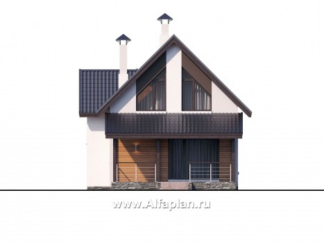 Проекты домов Альфаплан - «Арс» - небольшой мансардный дом для узкого участка - превью фасада №4