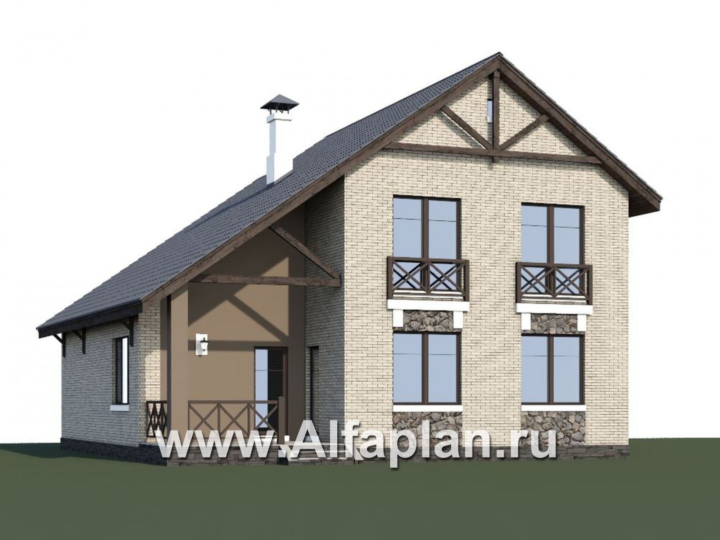 Проекты домов Альфаплан - «Простор» - компактный кирпичный дом с просторной гостиной - дополнительное изображение №1
