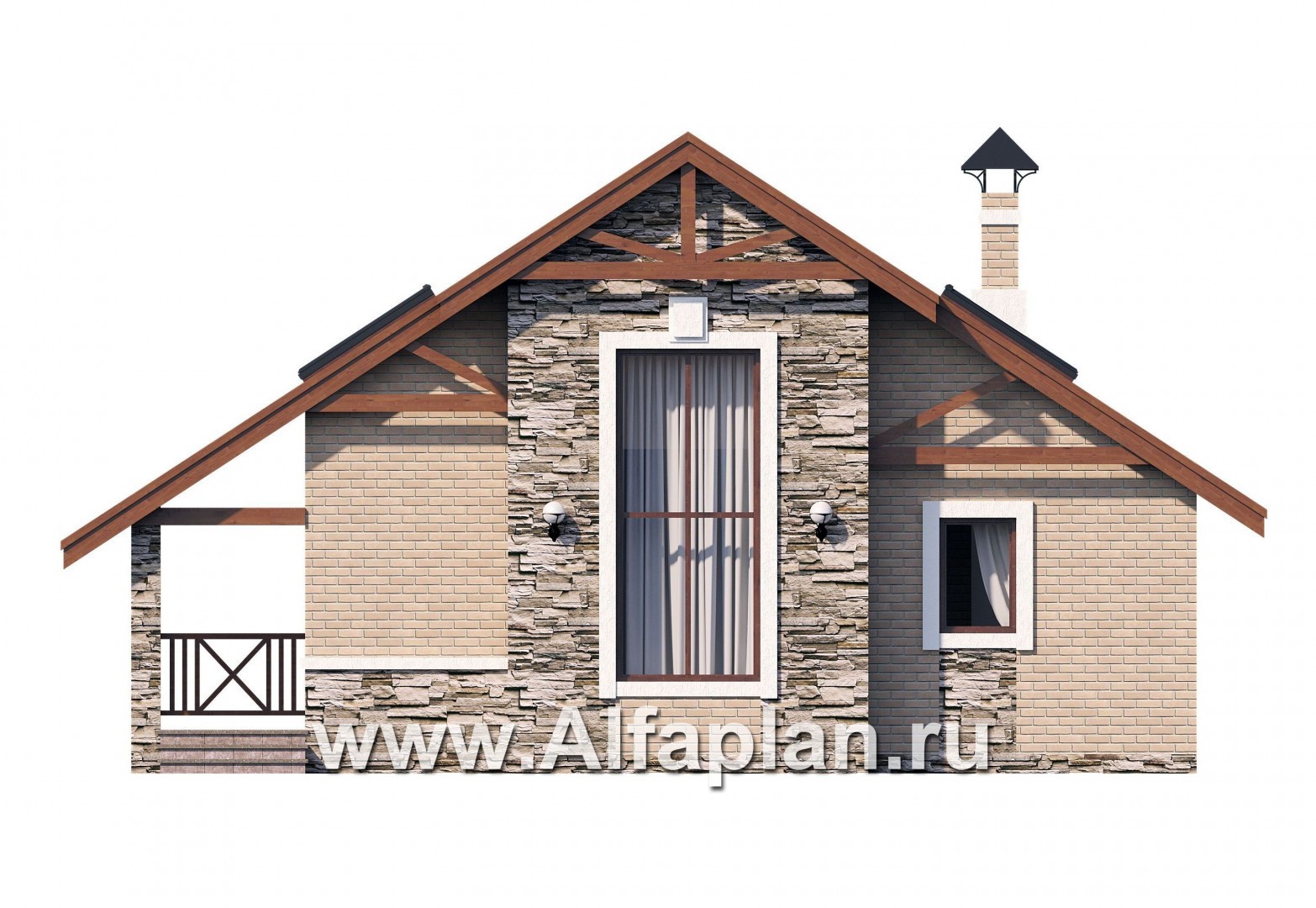 Проекты домов Альфаплан - Дом для отдыха (баня) с жилой мансардой - изображение фасада №1